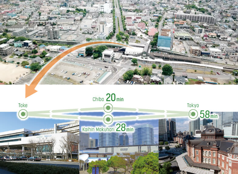 千葉まで20分-海浜幕張まで28分-東京まで58分